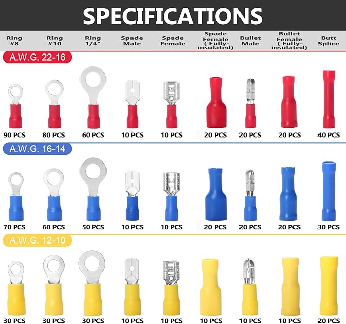 Qibaok Wire Terminals Crimping Tool Kit with 800 PCS Wire Connectors