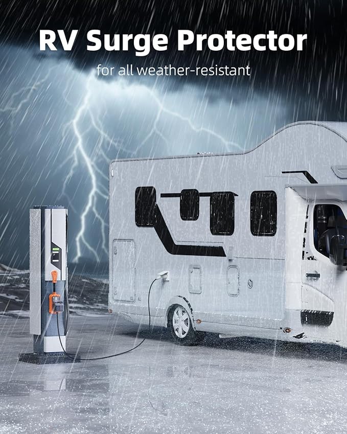 RV Surge Protector 50 Amp with Smart LED Display, 16000J Automatic RV Circuit Analyzer Protect Electrical System with Waterproof Cover, RV Adapter Plug Electrical Protector for Camper, Travel