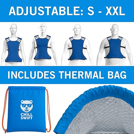 Cooling Vest for Men & Women - Adjustable Lightweight Ice Vest, S-XXL, Includes 8 Ice Packs, Ideal for Motorcycle, MS, Mascots & Outdoor Stay Cool Activities