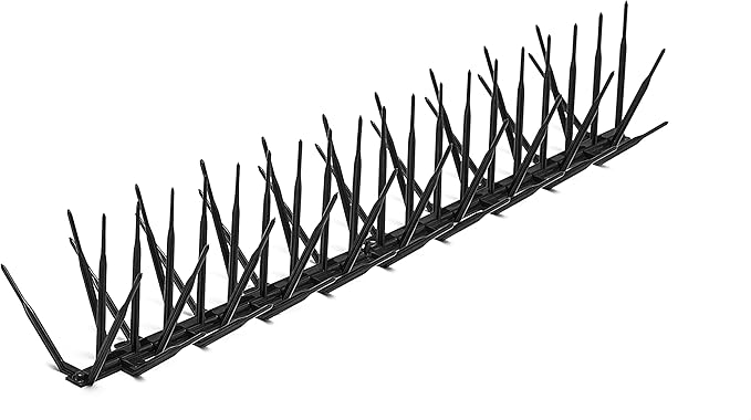Bird B Gone - Black Plastic Anti Bird Spikes (10') - Humane Deterrent - Stops Pigeons & Birds from Roosting - UV-Stabilized Polycarbonate - for Rooftops, Ledges, Fences, Etc - Made in USA