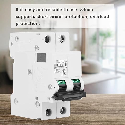 2P C65H-DC 250V DC Miniature Circuit Breaker DIN Rail Photovoltaic Switch for Solar Panels Grid System White(40A) (25A)