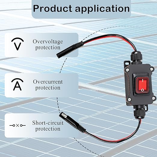 12V Inline Toggle Power Switch, 12AWG on/Off Switch SAE to SAE Cable, IP67 Quick Connect/Disconnect Red Light Button, Suitable for Motorcycle, Solar Panel, RV, Camping Trailer on/Off Connection