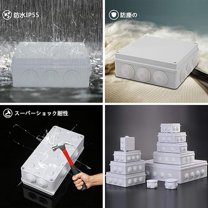 LeMotech Junction Box, ABS Plastic IP55 Water Resistant and Dustproof, Universal Electrical Enclosure, Outdoor and Indoor Project Box D3.1 x H2.4 inch (D80 x H60 mm)