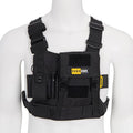 ROBOCUP Radio Chest Harness Vest - Adjustable Utility Organizer with Silent Buckle Closure - Full-Size Ham Radio Pouch, Secure Fit, Work Gear with D-Ring, Reflective Safety Stripes, Hook & Loop Patch