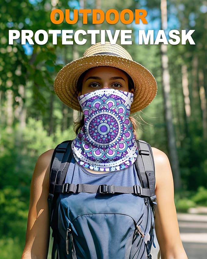 4Pack Neck Gaiter for Men Women Face Cover Mask Head Wrap Balaclava Headwear Bandana Headband Magic Scarf