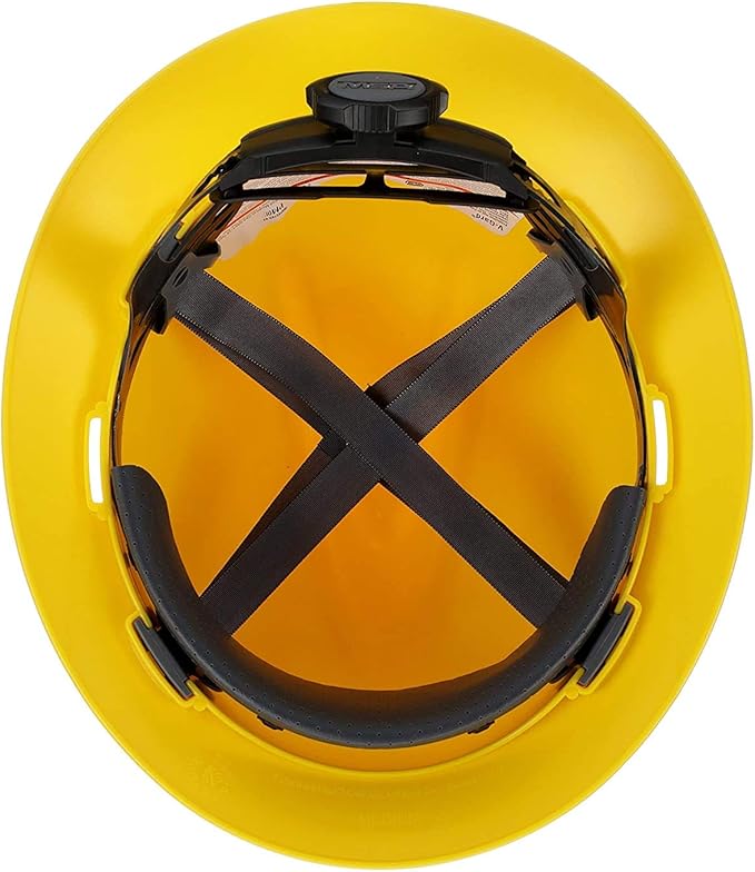 MSA V-Gard Full-Brim Hard Hat with Suspension - Polyethylene Shell, Superior Impact Protection and Self Adjusting Crown Straps - Standard Size Hard Hat