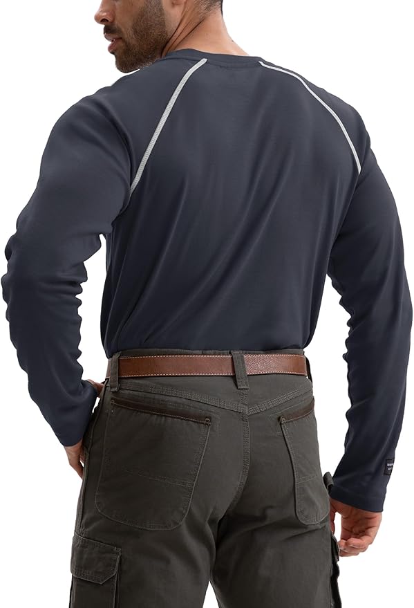 WORKWEYA FR Shirts Flame Resistant Shirt 6.5oz Men's NFPA 2112/CAT2 Long Sleeve Shirt