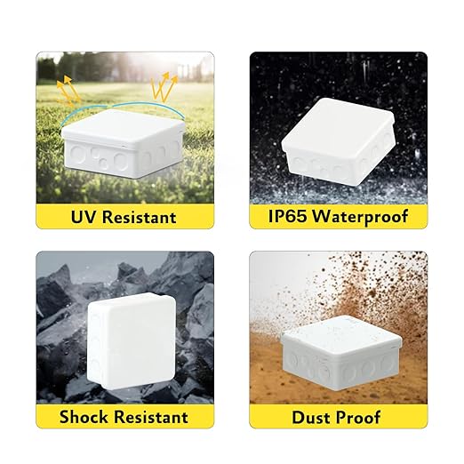 IP65 Waterproof Project Box with Screwless Cover, Outdoor Plastic Junction Box, Project Case for Garden Patio, Pack of 2, White 3.5×3.5