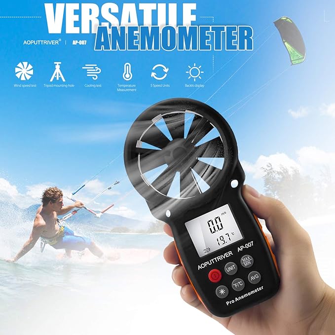Pocket Anemometer Handheld Wind Speed Meter for Wind &Airflow &Wind Chil, Air Flow Meter for Drone Flying Golf Shooting,14℉-113℉ Wind Tempe