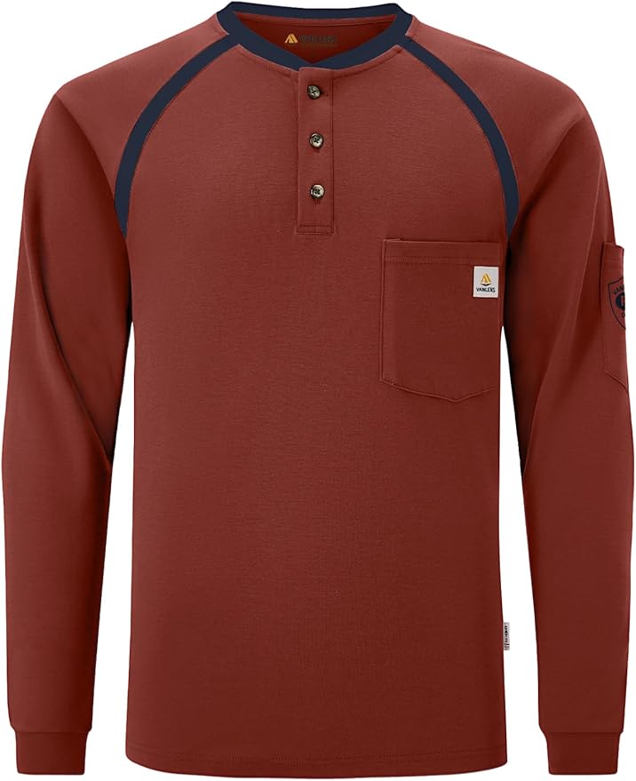 FR Shirts for Men Flame Resistant Shirts 6.5oz Light Weight Long Sleeve Fire Retardant Shirts CAT2/HRC2