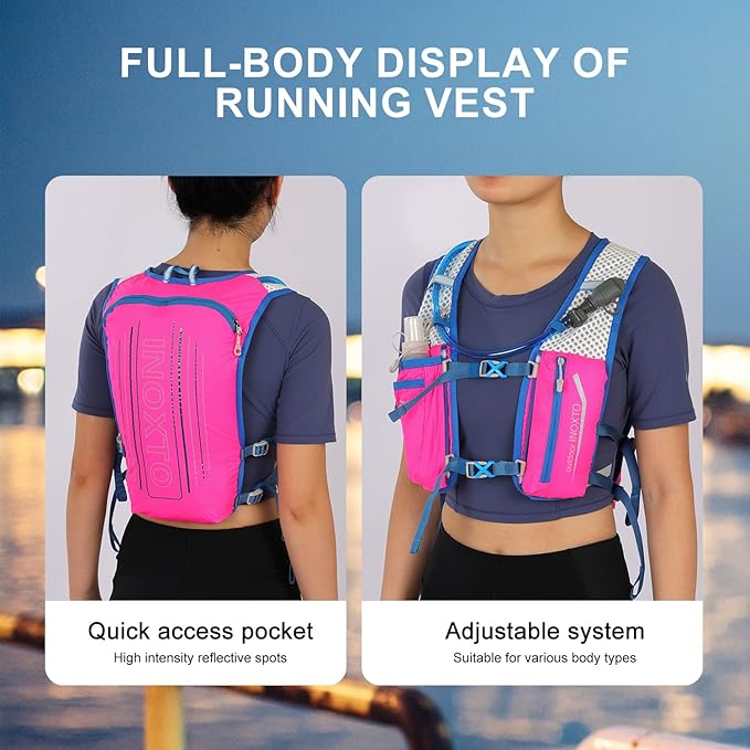 INOXTO Running Hydration Vest Backpack,Lightweight Insulated Pack with 1.5L Water Bladder Bag Daypack for Hiking Trail Running Cycling Race Marathon for Women Men
