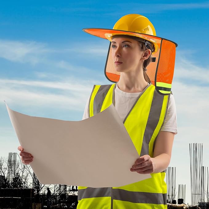 Jspupifip 20 Pack Hard Hat Sun Shade Full Brim Sun Shield High Visibility Visor with Reflective Strip for Hard Hat Accessories Construction Sites