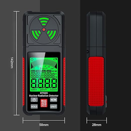 Geiger Counter Intendvision Nuclear Radiation Detector - Portable Radiation Dosimeter Tester Beta Gamma X-ray Detector for Nuclear Wastewater Seafood with Backlit LCD Display, Audible & Visual Alarm