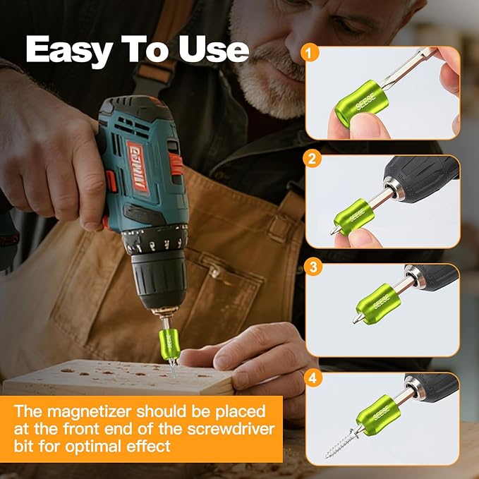Strong Magnetic Screw Ring: 1/4 Inch/ 6.35 mm Universal Magnetic Screw Holder - Removable Magnetic Screwdriver Drill Bit Holder for Hex Screwdriver and Power Bits(2 Pcs)