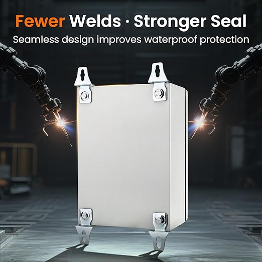 QILIPSU Metal Electrical Box IP65 Waterproof Steel Project Enclosure Lockable Weatherproof Electric Junction Box for Indoor & Outdoor Use 14"x10"x6"