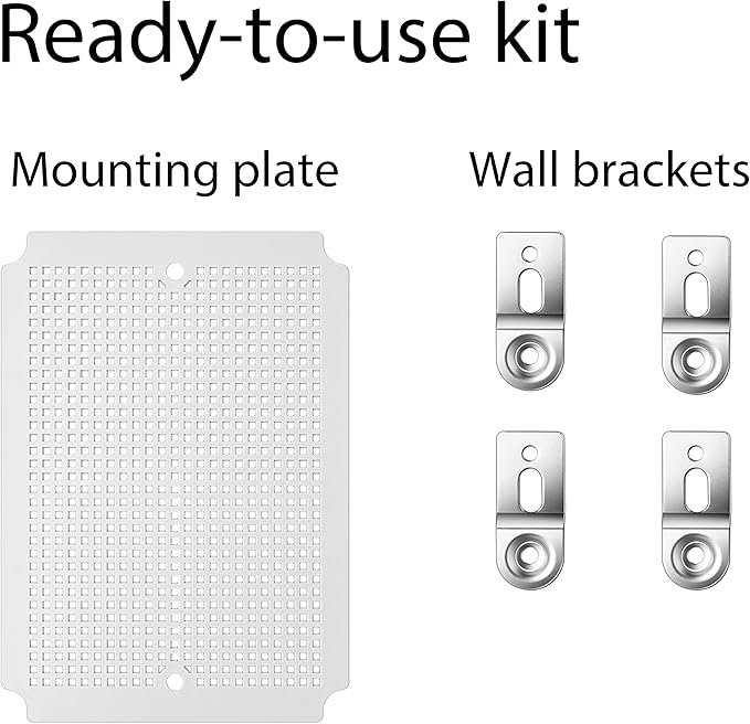 Junction Box, IP67 Waterproof Plastic Enclosure for Electrical Project, Hinged Grey Cover, Includes Mounting Plate and Wall Bracket 220×170×110mm (8.6"×6.7"×4.3")