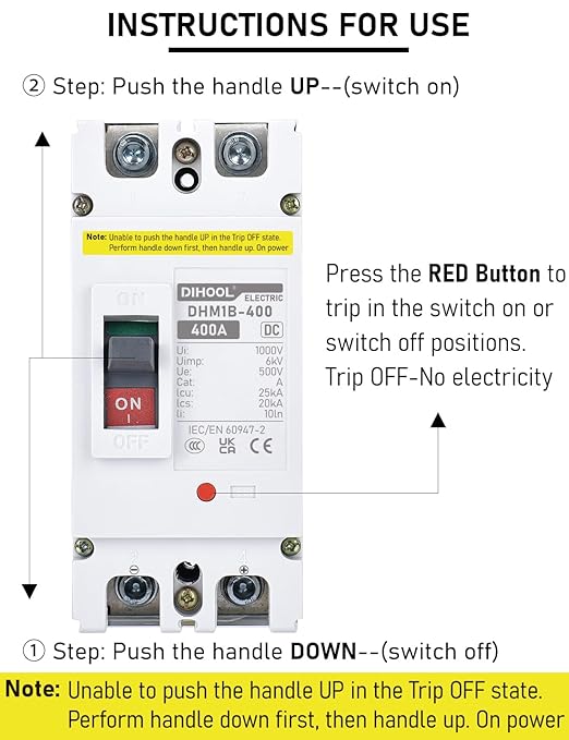 DIHOOL Heavy Duty Battery Disconnect Switch, 400 Amp DC Circuit Breaker for Boat Trolling Motor Marine