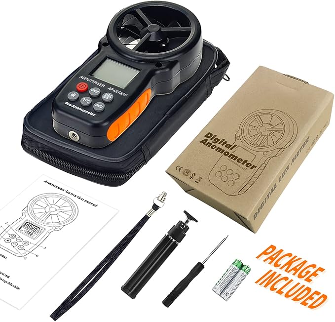 Bluetooth Anemometer,CFM Air Flow Velocity Tester, Digital Wind Speed Gauge Meter with 14℉-113℉ Wind Temperature Measuring and USB Data Export