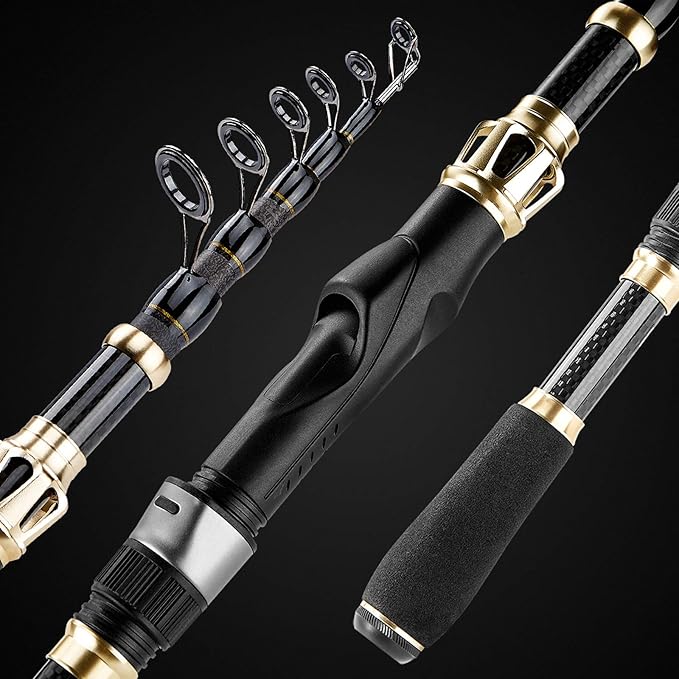 PLUSINNO Fishing Rod and Reel Combo,Fishing Pole,Telescopic Fishing Rod Kit with Spinning Reel, Telescopic Fishing Pole with Carrier Bag for Freshwater Saltwater for Men Women