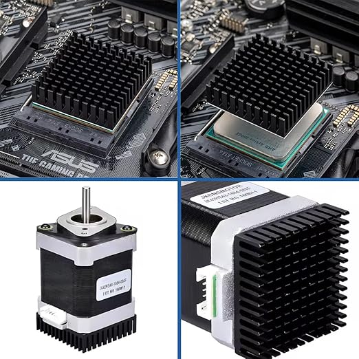 2PCS 50mm Black Aluminum Heat Sink with Thermal Conductive Adhesive Tape, 50×50×15mm Heatsink Cooler for Cooling VRM GPU Stepper Driver 3D Printer Stepper Motor TEC1-12706 Thermoelectric Peltier