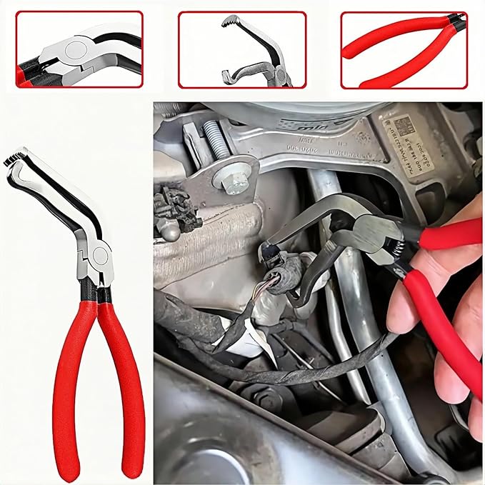 4-in-1 Automotive Clip Pliers Set, Electrical Disconnect & Connector Removal Tool Kit with Straight & 60° Angle Pliers, Separator & Hose Clamp Plier for Car Truck SUV Repair, Mechanics & DIY