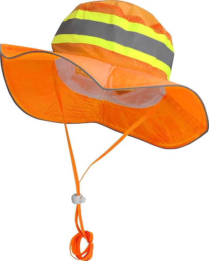 Ironwear 1271-O Booney Hat with Adjustable Neck Strap, LG, Orange (1)