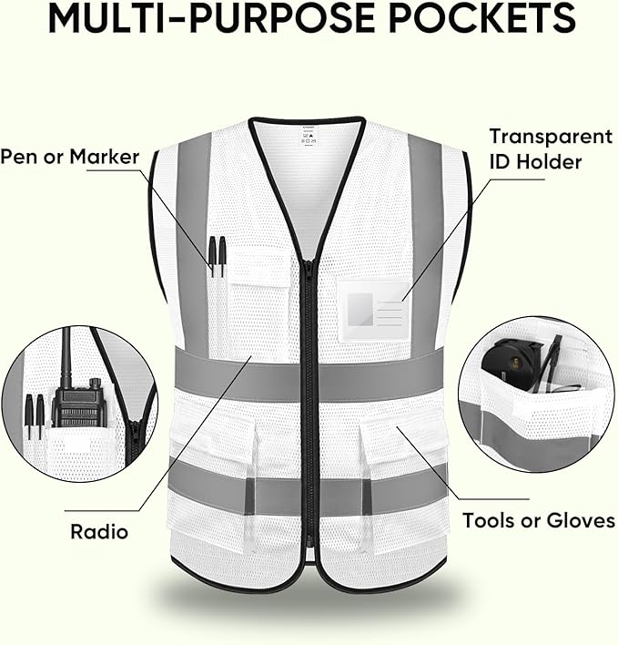 TICONN Reflective Safety Vest High Visibility Class II Mesh Vest for Women & Men Meets ANSI Standards