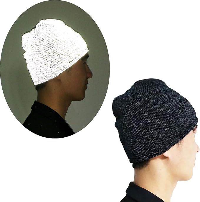 Reflective Winter Beanie Hats Reflector Cap for Women Men Safety Gear for Running