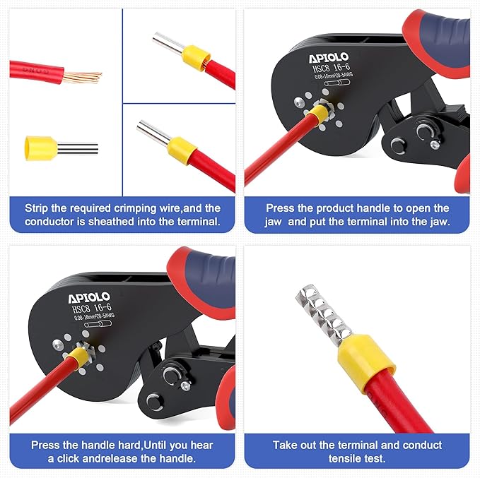 Hexagonal Ferrule Crimping Tool Kit with 1200PCS Ferrules Connectors Wire Ends Terminals(0.08-16mm²/AWG28-5) and Wire Ferrule Kit with 16-6 Ferrules Crimp Tool