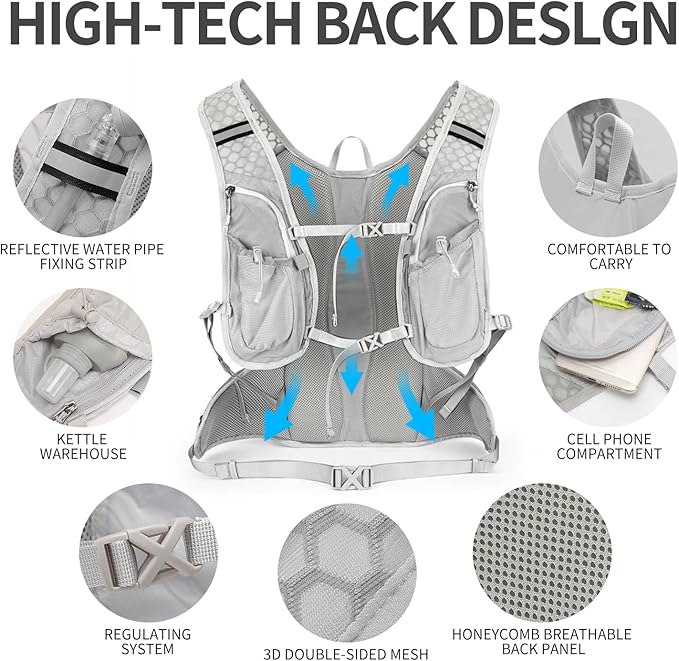 IX INOXTO Hydration Pack Backpack, Lightweight Water Backpack with 2L Hydration Bladder Daypack for Men Women,Running Hydration Vest for Trail Running Hiking Cycling Race Climbing