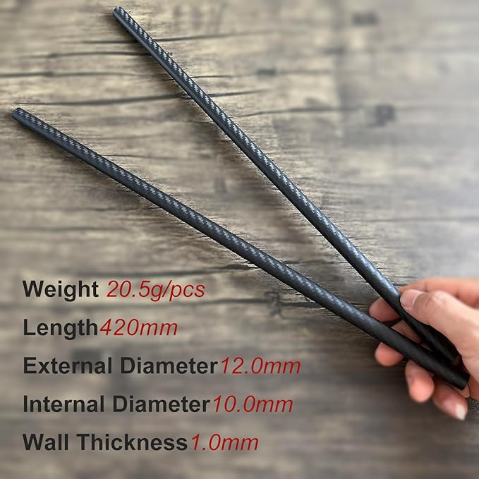 2pcs Carbon Fiber Tube 12x10x420mm,6~50mm Available, 3K roll Wrapped Twill Matte Finish.