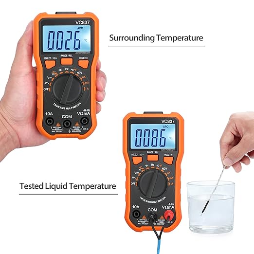Proster Autoranging Multimeter 6000 Count - AC DC Current Tester Voltage Meter Volt Ohm Meter with Alligator Clips TRMS NCV Temperature Capacitance Diode Audible Continuity Meter