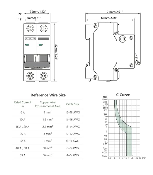 3 Pack 1 Pole Miniature Circuit Breaker, 6 Amp 120V/240V AC DIN Rail Mount Circuit Breaker, Thermal Magnetic Trip MCB C6