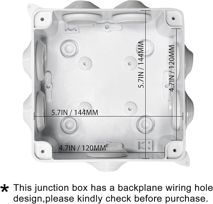 Sunnyglade IP65 ABS Plastic Waterproof Dustproof Junction Box Universal Durable Electrical Project Enclosure (5.9"x5.9"x2.8")