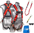Palmer Safety Fall Protection Safety Harness Kit I Construction Harness + Various Lanyard + D-Ring Extender