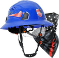 Full Brim Hard Hats Construction OSHA Approved with Visor-Vented Hard Hat with Neck Gaiter with Ear Loops,Safety Hard Hats for Men with Chin Strap ANSI Z89.1 Type 1 Class C,6-pt Suspension