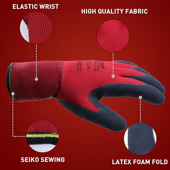 LOCCEF 2 Pairs Winter Work Gloves for Men and Women, Freezer Gloves for Work Below Zero, Thermal Insulated, Super Grip