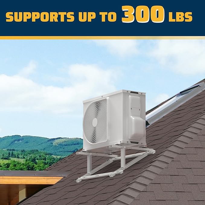 Air Conditioner Rooftop Mount Mini Split Bracket, Adjustable Rooftop Mounting Mini Split Bracket for Ductless Mini Split Heat Pump Air Conditioner Unit 9000-24000 BTU, Support up to 300 LBS