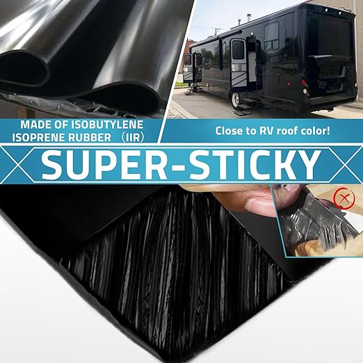 PAULINN Butyl Sealant Waterproof Tape, 4 Inch X 50 Foot RV Roof Repair Tape Black, UV & Weatherproof Roof Seal Tape for RV Camper Trailer Boat Window Sealing Leak Repair