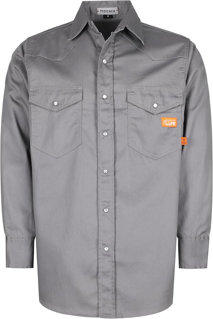 Titicaca FR Shirts for Men 6.5oz Lightweight Flame Resistant Button Down Work Shirt Fire Retardant Welding Shirt