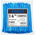 XINGO 14 Inch Blue Zip Ties 1200 PCS, 75 LBS Ultra Strong Tensile Strength, UV Resistant Cable Ties, Self-locking Plastic Ties for Indoor and Outdoor Use