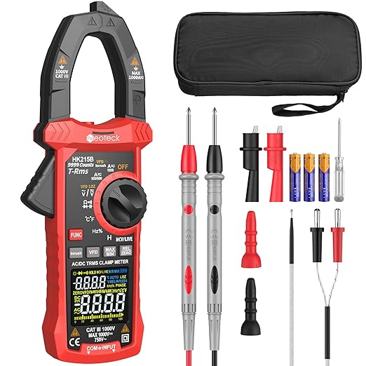 Neoteck Clamp Meter 9999 Counts 1000A Amp Clamp Multimeter with Inrush VFD LOZ TRMS Mode Colorful Screen Amp Meter for AC/DC Current&Voltage Resistance Capacitance Frequency Continuity Diode NCV