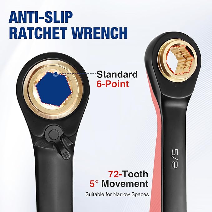 WORKPRO 3-Piece 4-in-1 Reversible Ratcheting Wrench Set, 12 Sizes in 3 Wrenches (1/4"-3/4"), SAE, Anti-Slip, Double Box End, 72-Tooth, CR-V, 6-Point, with Storage Bag - for Repair & Maintenance