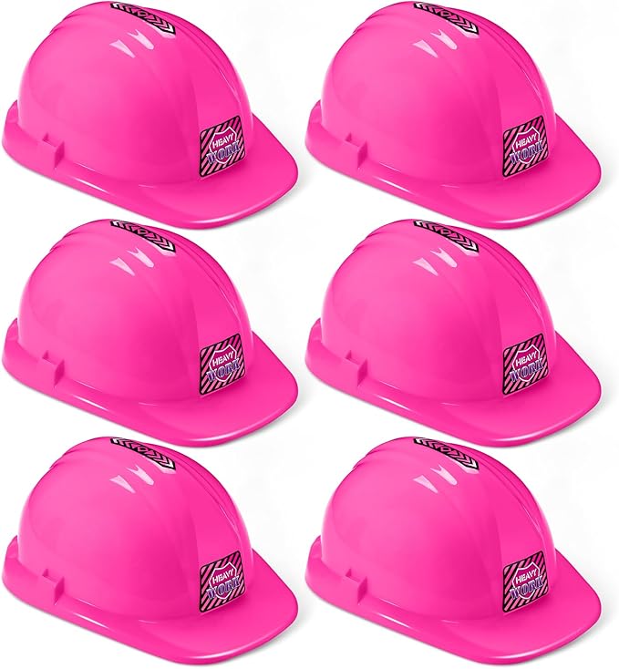 6 Pcs Construction Hats Plastic Hard Hat Construction Worker Hat Helmet for Girl Boy Engineer Building Theme Party