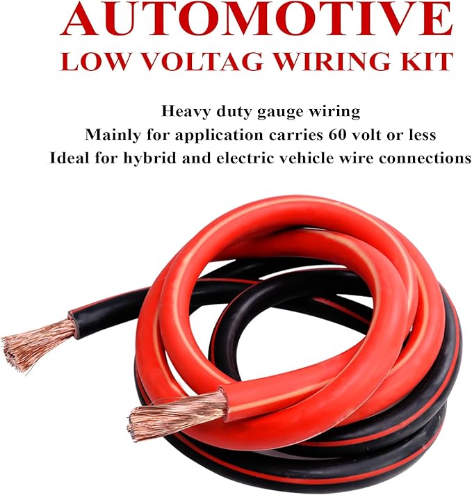 2 Gauge Battery Power Cable (25 Feet Black, 25 Feet Red) - 2 AWG Copper Clad Welding Wire with M8 & M10 SC Connector Lugs for Car, Camper, RV, Solar Low Voltage Wiring
