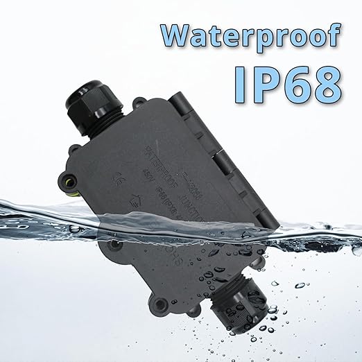 MAKERELE Small External Junction Box IP68,2 Way Clamshell-Type Underground Electrical Box with Screw Terminal Block Airtight Plastic Box Maximum Inner Diameter 12mm