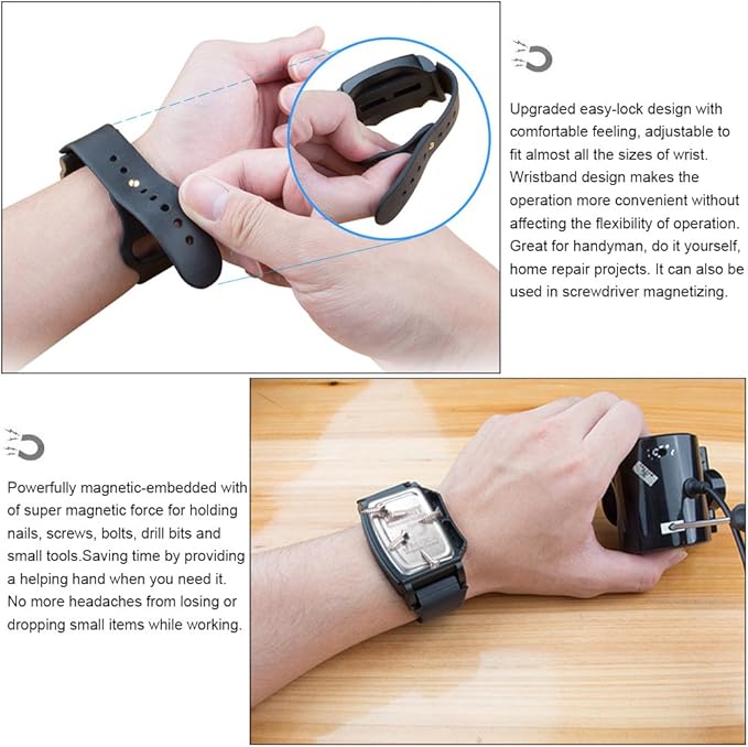 Magnetic Wristband Screws Nails Drill Bits Components Permanent Adsorption Loop for Storing Small Parts