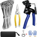 2025 Upgraded Stainless Steel Cable Tie Gun with 200pcs 11.8inch Metal Zip Ties, Fastening and Cutting Heavy Duty Stainless Steel Zip Ties for Chain Link Fence, Exhaust Pipe Outdoor
