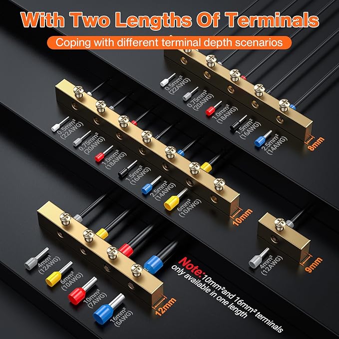 Preciva Ferrule Crimping Tool Kit with 1500PCS Wire Connectors, Ratchet Jaw Wire Crimping Pliers for AWG 28-5 Cable connectors