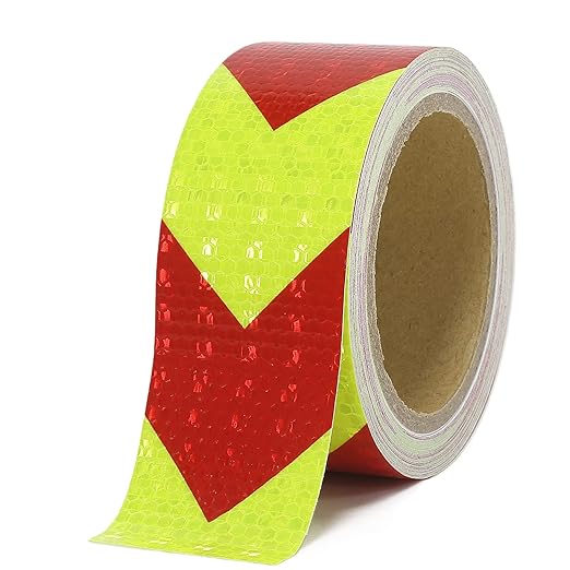 Reflective Tape, Waterproof Self Adhesive Dot Reflective Tape Outdoor Safety Caution Reflector for Trailers, Bikes, Cars（Red Yellow, 2 Inch x 65 Feet）